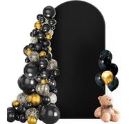 Copertina per sfondo con arco di nozze su entrambi i lati, con parte superiore rotonda, sfondo fotografico ideale per matrimoni, compleanni, cerimonie, feste e banchetti (nero, 0,8 x 1,8 m)