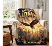 Copertina per veterani patriottici, con citazione tributo e aquila | Design patriottico, coperta in flanella, decorazione con orgoglio americano, regalo di apprezzamento militare