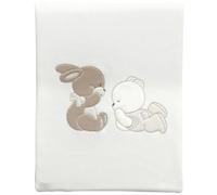 Copertina Pile Ricamata Carrozzina Lettino Neonato Coperta Bambini Multifunzionale Morbido Bebè Passeggino Copertura Universale Dormire Traspirante (CARROZZINA, Serie “Sempre amici” Tortora)