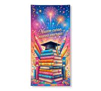 Copertine decorative per porte di libri, cappello colorato per laurea, fuochi d'artificio Back to Campus blu con corda per porta d'ingresso, decorazione per la casa, per porta, parete, portico