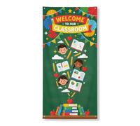 Copertine decorative per porte di libri, matite educative colorate con mele verdi con corda per porta d'ingresso, decorazione per la casa, per porte, pareti, portico, feste, 91 x 182 cm