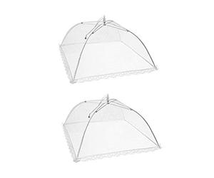 Copertine per alimenti in rete pop-up da 2 confezioni, tenda protettiva per alimenti pieghevole in stile ombrello da 17 pollici per tenere lontano mosche, insetti, zanzare, bianco