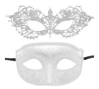 Copertine per il viso di coppia, mascherata di coppia - Set di copriviso misterioso da 2 pezzi per il ballo di fine anno - Accessorio per coperture per viso in maschera per coppie splendide per tra
