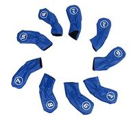 Copertine per la testa di ferro da golf in tessuto PU impermeabile per fodera peluche protegge i mazze da graffi e pioggia per gli amanti del golf a destra set 9pc a mano sinistra (Blu)