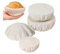 Copertine riutilizzabili in tessuto | 4 pezzi elastici in tessuto per ciotole | coperchi elastici per insalata in materiale flessibile - per alimenti, pane, pasta, macedonia, residui e servi