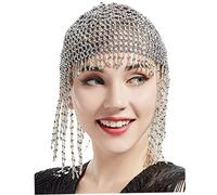 Coperto di cappuccio in rilievo degli anni '20 Ruggenti 20s Chieno flapper perline di danza di danza del ventre esotico Cleopatra Chiesa per abbigliamento a tema da festa a tema