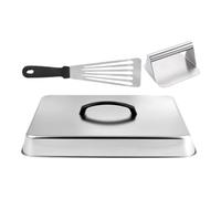 Coperto per Piastra,Copertura Rettangolare per Griglia Resistente,Griglia in Acciaio con Pressa per Carne e Spatola | per Cucina Indoor Outdoor BBQ, Alimenti, Verdure, Formaggio, Hamburger