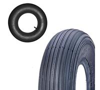 COPERTONE + CAMERA D'ARIA 3.50-8 PNEUMATICO RINFORZATO 4PR GOMMA RIGATA PER RUOTA CARRIOLA