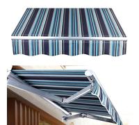 Copertura a baldacchino retrattile, in poliestere impermeabile, protezione UV, 3,7 x 3 m, strisce blu