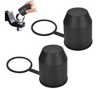 Copertura a Sfera per Gancio di Traino, 2 Pezzi Tappi Per Gancio di Traino, Tappo di Protezione per Gancio di Traino con Anello di Sicurezza per Auto, Camper, Testa a Sfera del Rimorchio (Nero)