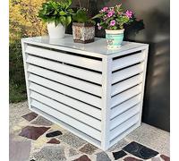 Copertura AC In Alluminio Copri Motore Condizionatore Esterno,Mobile Copri Condizionatore,Schermo Per La Privacy Recinzione Per Pattumiera,Bianca,100X50X70CM