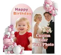 Copertura ad arco personalizzata - sfondo elasticizzato stampato con foto/testo personalizzato per matrimoni, compleanni, lauree, copertura per arco circolare da 1,2 m a 2,2 m