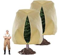 Copertura Antighiaccio per Piante - Feltro da Giardino 80x120CM, Sacchi Protettivi per Alberi con Cerniera e Coulisse, Protezione Invernale Piante all’Aperto(Drawstring -Khaki,120 * 180cm)