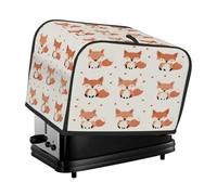 Copertura antipolvere a 4 fette per macchina del pane, piccolo elettrodomestico da cucina con volpi carine su sfondo beige