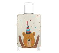Copertura antipolvere elastica per bagagli, antipolvere, adatta per bagagli da 45,7 a 81,7 cm, Simpatico orso che indossa il cappello, S 18-20 in