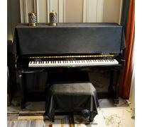 Copertura antipolvere in velluto per pianoforte verticale con ciondolo a nappa, in tinta unita, panno protettivo per pianoforte e sgabello, morbido e moderno, decorato, accessorio per strumenti