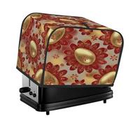 Copertura antipolvere per 4 fette di uova di Pasqua dorate, con fiori rossi, per macchina del pane, piccolo elettrodomestico da cucina