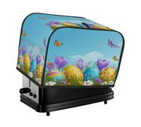 Copertura antipolvere per 4 fette di uova di Pasqua primaverili su prateria per macchina del pane, piccolo elettrodomestico da cucina