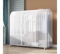 Copertura Antipolvere per Asta Appendiabiti, con Cerniera, Riutilizzabile, Trasparente, Ideale per riporre Cappotti, Abiti e Vestiti, Dimensioni B-90x50x150cm