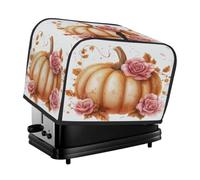 Copertura antipolvere per macchina del pane, piccolo elettrodomestico da cucina con 2 fette di zucca autunnale e rosa