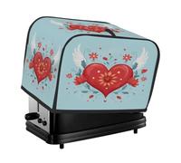 Copertura antipolvere per macchina del pane, piccolo elettrodomestico da cucina, motivo floreale con ali di cuore rosso per San Valentino