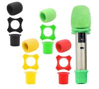 Copertura antivento per microfoni da 50-52 mm, universale, per microfoni dinamici palmari, inclusi modelli SM58, set da 4 con schiuma, anello antiscivolo e tappo di base, colore: nero, rosso, rosa