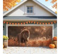 Copertura artistica per porta del garage, grande animale marrone, decorazioni per esterni per la stagione autunnale, decorazione per feste del Ringraziamento, 390 x 180 cm