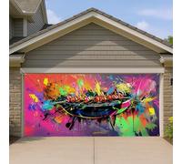 Copertura astratta colorata per porta del garage, grandi spiedini in stile artistico per esterni, decorazione estiva per il cortile della griglia, 390 x 180 cm