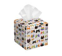 Copertura colorata disegnata a mano in pelle di gatto, portatovaglioli in pelle PVC impermeabile, custodia decorativa per tavolino da caffè, ufficio, camera da letto, cucina, bagno, auto
