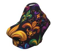 Copertura colorata per allattamento Mardi Gras copertura completa a 360° Fleur De Lis sciarpa elasticizzata per allattamento al seno e coprisedile auto adatto per la maggior parte dei passeggini e