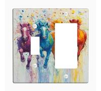 Copertura colorata per interruttore della luce del cavallo/coperture di uscita, vivaci cavalli che corrono per la decorazione domestica, piastre da parete in materiale termoplastico, dimensioni