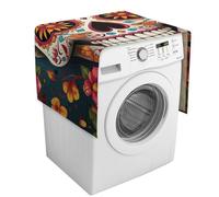 Copertura colorata per lavatrice con teschio di zucchero con tasche portaoggetti, copertura antipolvere per lavatrice e asciugatrice, 137,9 x 52,1 cm, per frigorifero e cucina, decorazione per la casa