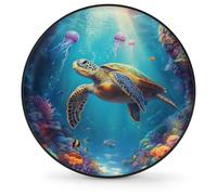 Copertura colorata per pneumatici con tartaruga marina medusa per auto, SUV, camper, rimorchio, camion, impermeabile, antipolvere, universale, da 40,6 cm, per tutte le condizioni atmosferiche, con