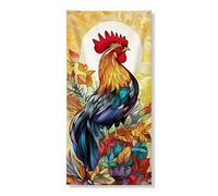 Copertura colorata per porta a forma di gallo decorativo, vivace uccello artistico autunnale, decorazione per interni ed esterni, accenti per la casa festiva, 91 x 182 cm