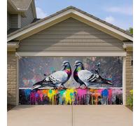 Copertura colorata per porta del garage con piccione, murale artistico urbano con uccelli grandi decorazioni per porte del garage, decorazione artistica decorativa per esterni, per casa, cortile