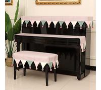 Copertura completa per pianoforte, Semplice copertura for pianoforte, elegante for in 3 pezzi, asciugamano con graziosa decorazione a forma di pallina, protettiva(E,153 * 34cm+180 * 30cm+76 * 36cm)