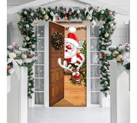 Copertura con Babbo Natale per Porta, 90x200cm Decorazione Porta Natale, Banner di Sfondo di Natale Copri Porta, Copertura porta natalizia, Addobbi Porta d’Ingresso Natale per Porte, Pareti