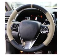 Copertura Copri Sterzo Macchina Per Toyota Per Camry Per Avalon Per Corolla Per Highlander Coprivolante Auto In Pelle Cucito A Mano Proteggi Per Gli Interni(Off white black)