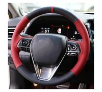 Copertura Copri Sterzo Macchina Per Toyota Per Camry Per Avalon Per Corolla Per Highlander Coprivolante Auto In Pelle Cucito A Mano Proteggi Per Gli Interni(Red black)