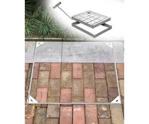 Copertura da incasso in acciaio inossidabile, coperchio invisibile per fosse settiche per vialetti e terrazzi, opzioni 80 x 100 cm e 50 x 75 cm, soluzione di accesso alle fognature durevole ed