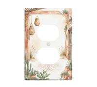 Copertura da parete duplex con cactus, lanterna rustica bohémien, vaso da fiori estivi, in plastica, dimensioni standard, per prese elettriche per soggiorno, camera da letto, casa, ufficio