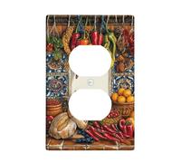 Copertura da parete duplex per cucina, stile rustico, tradizionale, in plastica rossa, dimensioni standard, doppia presa di corrente, per casa, soggiorno, camera da letto, bagno, decorazione