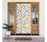 Copertura decorativa colorata della porta di festa dell'arcobaleno, perfetta per le decorazioni natalizie interne ed esterne