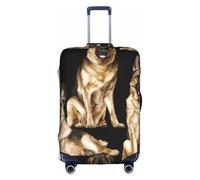 Copertura decorativa lavabile per valigie da viaggio con stampa di pastore tedesco, cerniera nascosta, bianco, M