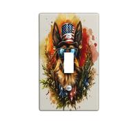 Copertura decorativa per interruttore del 4 luglio pastore tedesco, 1 interruttore singolo, piastra da parete per cani per il giorno dell'indipendenza, piastra elettrica per animali domestici