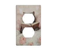 Copertura decorativa per interruttore della luce a 1 banda, motivo gatto vintage che legge nel letto, per cucina, camera da letto, bagno, dimensioni 7 x 11,4 cm