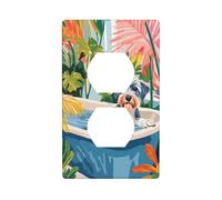 Copertura decorativa per interruttore della luce a forma di cane schnauzer in miniatura nella vasca da bagno tropicale 1 gang per cucina stanza bagno dimensioni 7 x 11,4 cm