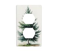 Copertura decorativa per interruttore della luce con albero sempreverde botanico vintage, 1 banda, per cucina, camera da letto, bagno, dimensioni 7 x 11,4 cm