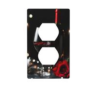 Copertura decorativa per interruttore della luce con bottiglia di vino rosso e una rosa, 1 banda, per cucina, camera da letto, bagno, dimensioni 7 x 11,4 cm