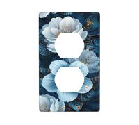 Copertura decorativa per interruttore della luce, con camelia bianca e giglio blu, 1 banda, per cucina, camera da letto, bagno, dimensioni 7 x 11,4 cm
